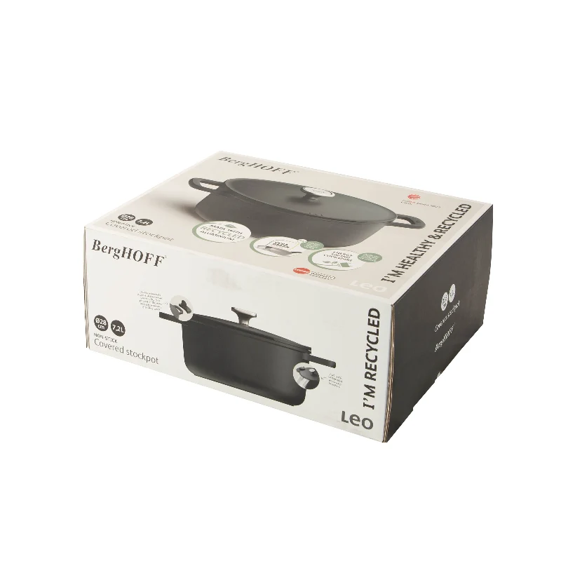 BergHOFF Casseruola Grande Antiaderente con Coperchio D28 cm Leo Phantom