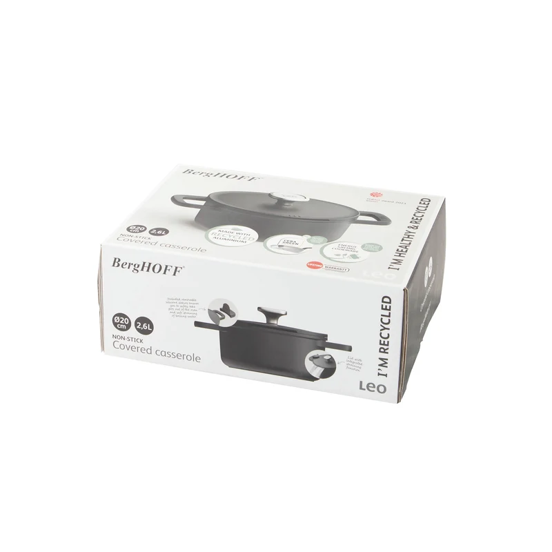 BergHOFF Casseruola Antiaderente con Coperchio D20 cm Leo Phantom