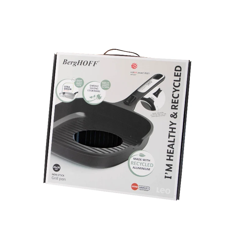 BergHOFF Bistecchiera Antiaderente con Manico Amovibile Leo Phantom 26 cm