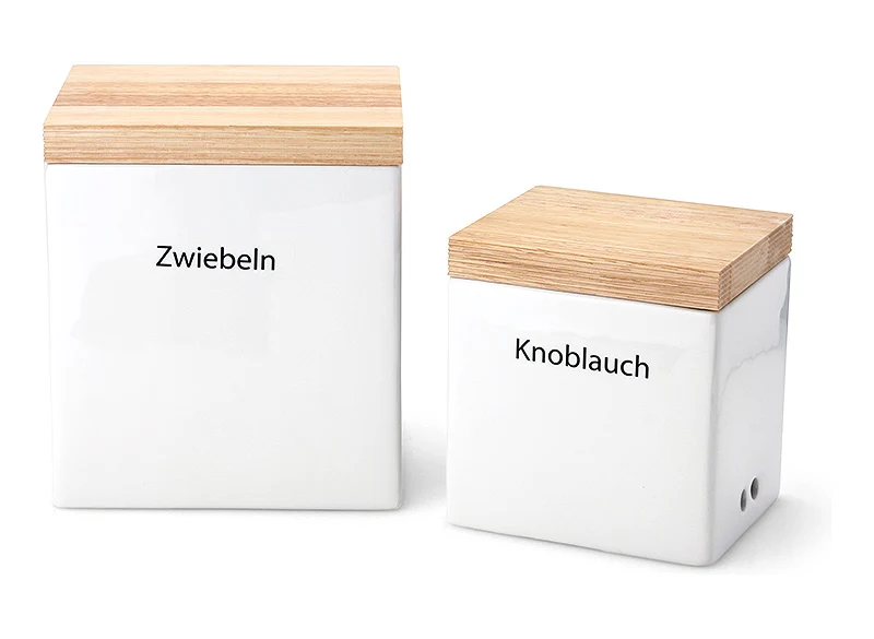 Vorratsdose weiß mit Holzdeckel 14 x 12 x 15,5 cm