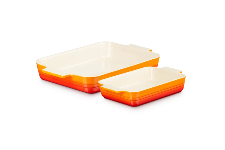 Le Creuset Auflaufform-Set, 2-teilig, Farbe „Orange-Rot“, 25 und 32 cm