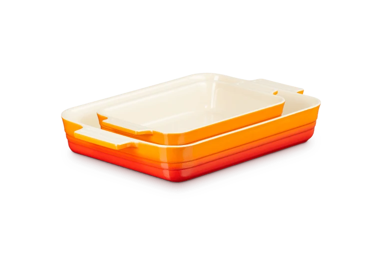 Le Creuset Auflaufform-Set, 2-teilig, Farbe „Orange-Rot“, 25 und 32 cm