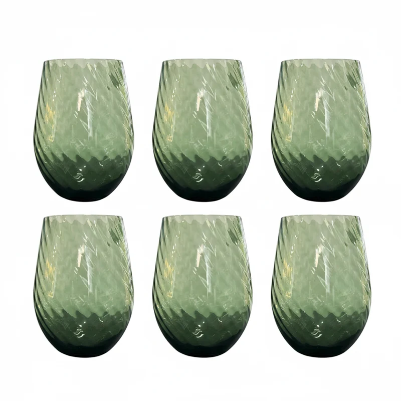 Fade Set 6 Bicchieri Acqua Braies 500ml in Vetro Verde