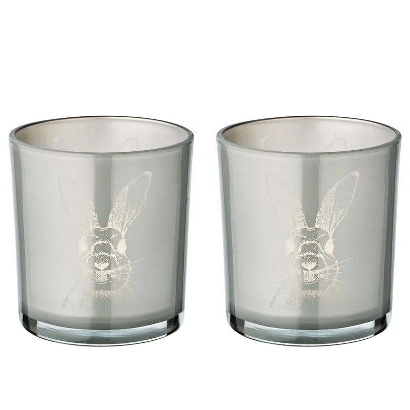 EDZARD Teelicht 2er Set Hase H 8 cm