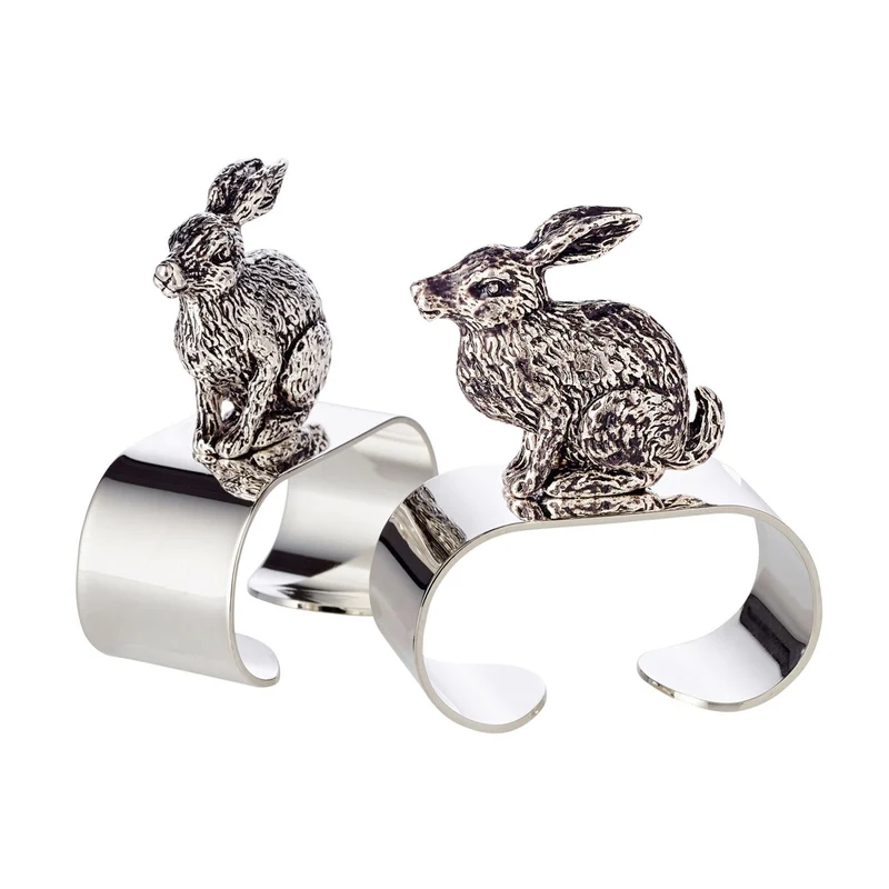 EDZARD Serviettenring Hase sitzend 2er Satz L 5 cm