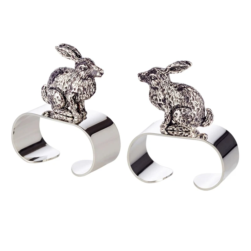 EDZARD Serviettenring Hase sitzend 2er Satz L 5 cm