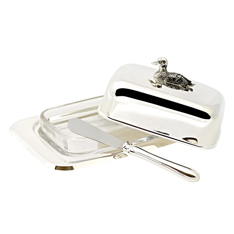 EDZARD Butterdose Ente mit Messer L 18 cm