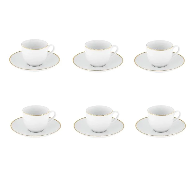 Villa Altachiara Servizio Caffè Gold Chic 6 Pezzi con Piattino in Porcellana