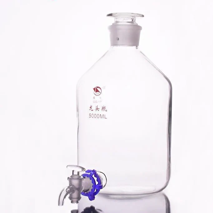 Abklärflasche mit Stopfen und Hahn, Klarglas, 2.5 L bis 20 L