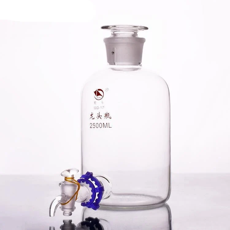 Abklärflasche mit Stopfen und Hahn, Klarglas, 2.5 L bis 20 L