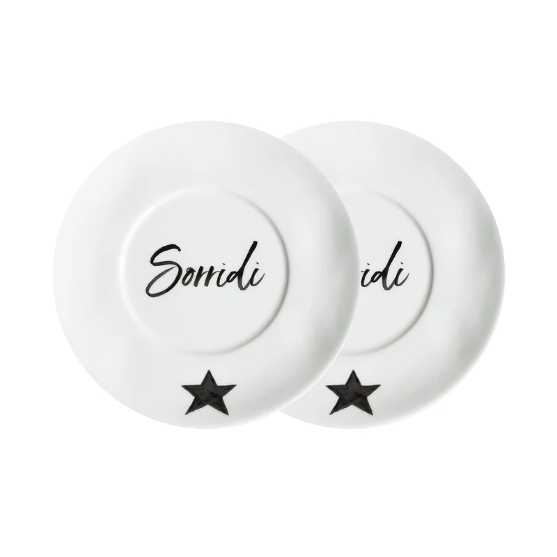 Simple Day Set 2 Piattini per Tazze Colazione Sorridi D19 cm in Gres
