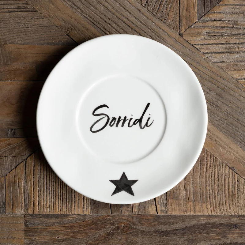 Simple Day Set 2 Piattini per Tazze Colazione Sorridi D19 cm in Gres