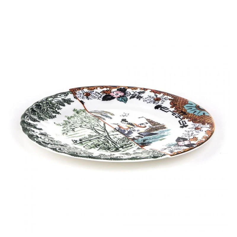 Seletti Piatto Piano Hybrid Ipazia in Porcellana D27,5 cm