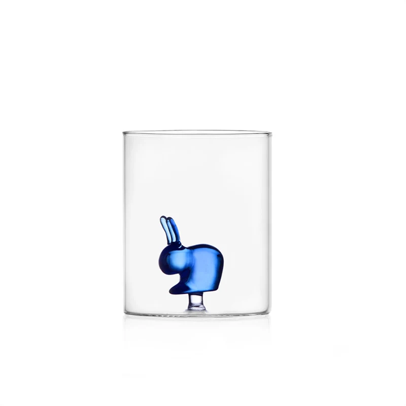 Ichendorf Milano x Qeeboo Tumbler Coniglio in Vetro Borosilicato Blu