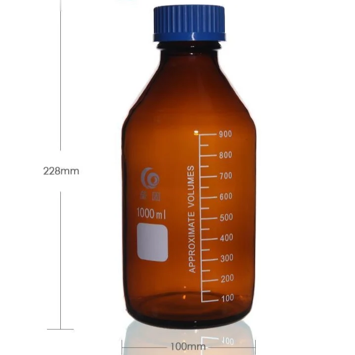Gewindeflasche, Braunglas, mit Teilung, 25 ml bis 1.000 ml