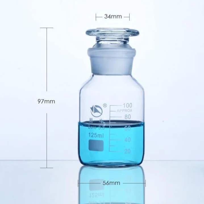 Steilbrustflasche mit Weithals, Klarglas, mit Teilung, 60 ml bis 20.000 ml