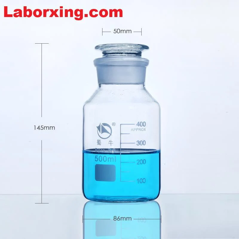 Steilbrustflasche mit Weithals, Klarglas, mit Teilung, 60 ml bis 20.000 ml
