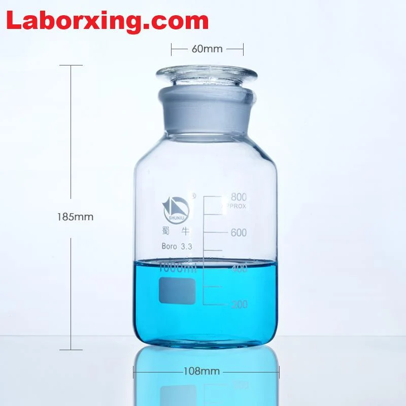 Steilbrustflasche mit Weithals, Klarglas, mit Teilung, 60 ml bis 20.000 ml