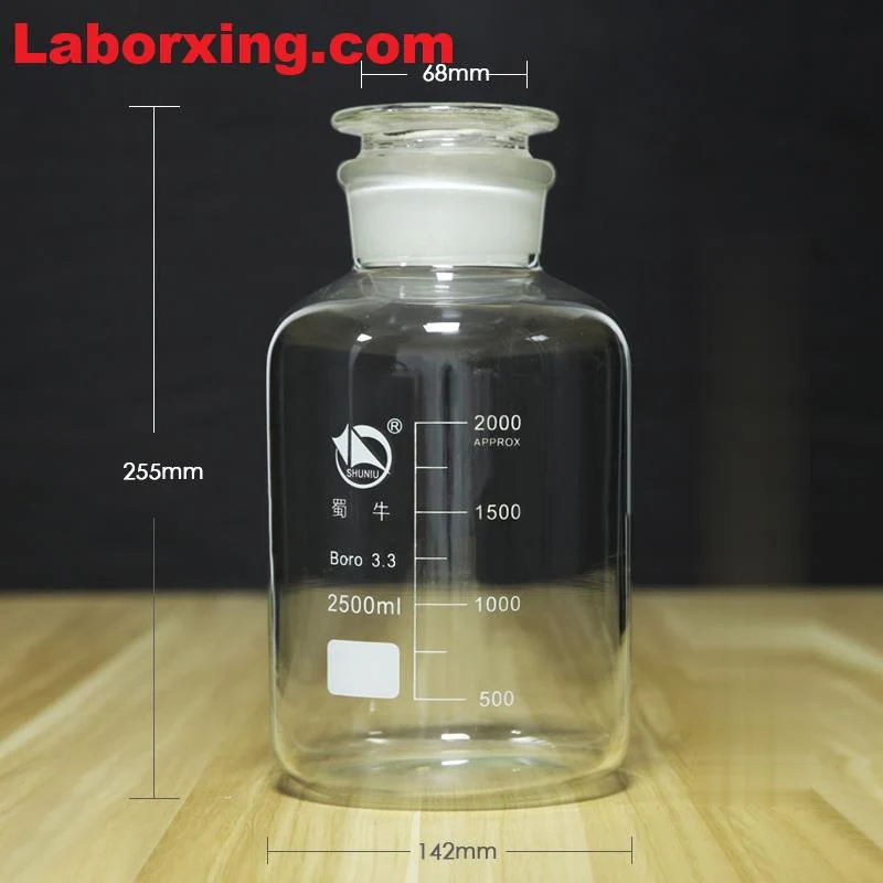 Steilbrustflasche mit Weithals, Klarglas, mit Teilung, 60 ml bis 20.000 ml