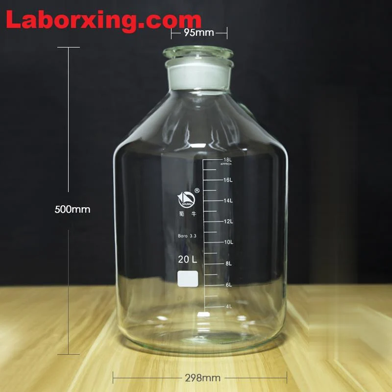 Steilbrustflasche mit Weithals, Klarglas, mit Teilung, 60 ml bis 20.000 ml