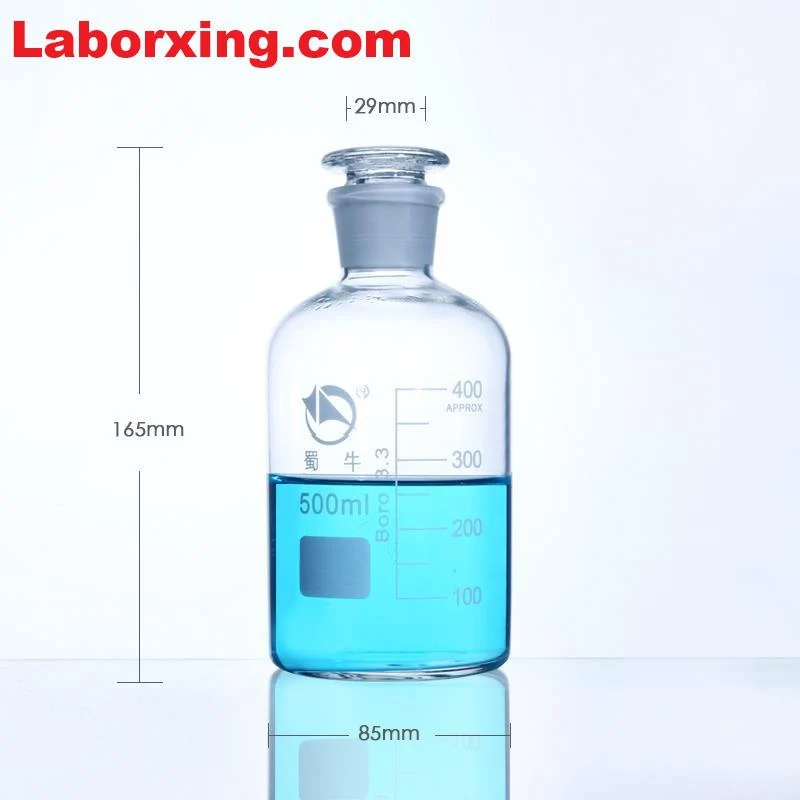 Steilbrustflasche mit Enghals, Klarglas, mit Teilung, 60 ml bis 20.000 ml
