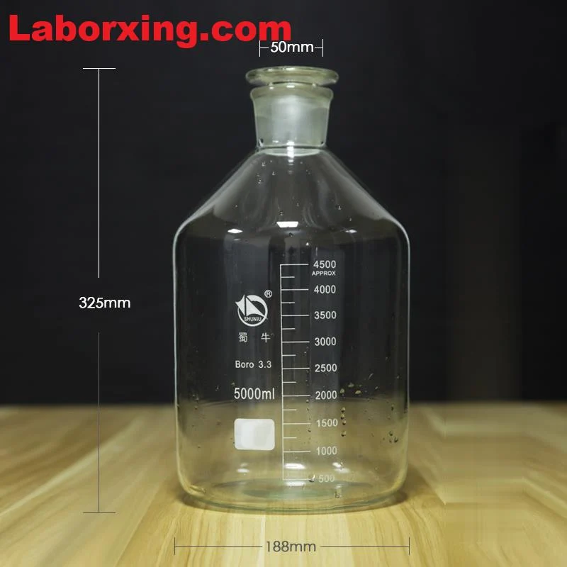 Steilbrustflasche mit Enghals, Klarglas, mit Teilung, 60 ml bis 20.000 ml