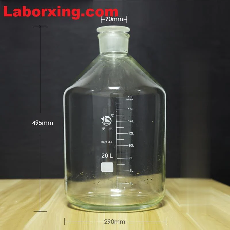 Steilbrustflasche mit Enghals, Klarglas, mit Teilung, 60 ml bis 20.000 ml