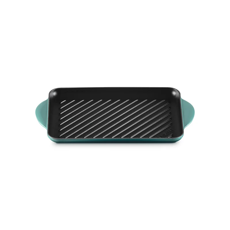 Le Creuset Grill Rettangolare Tradition in Ghisa Vetrificata 32x22 cm Blu Riviera
