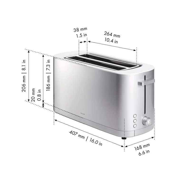 Zwilling Toaster mit Brötchenaufsatz und Wärmefunktion Silber 2/4 'Enfinigy'