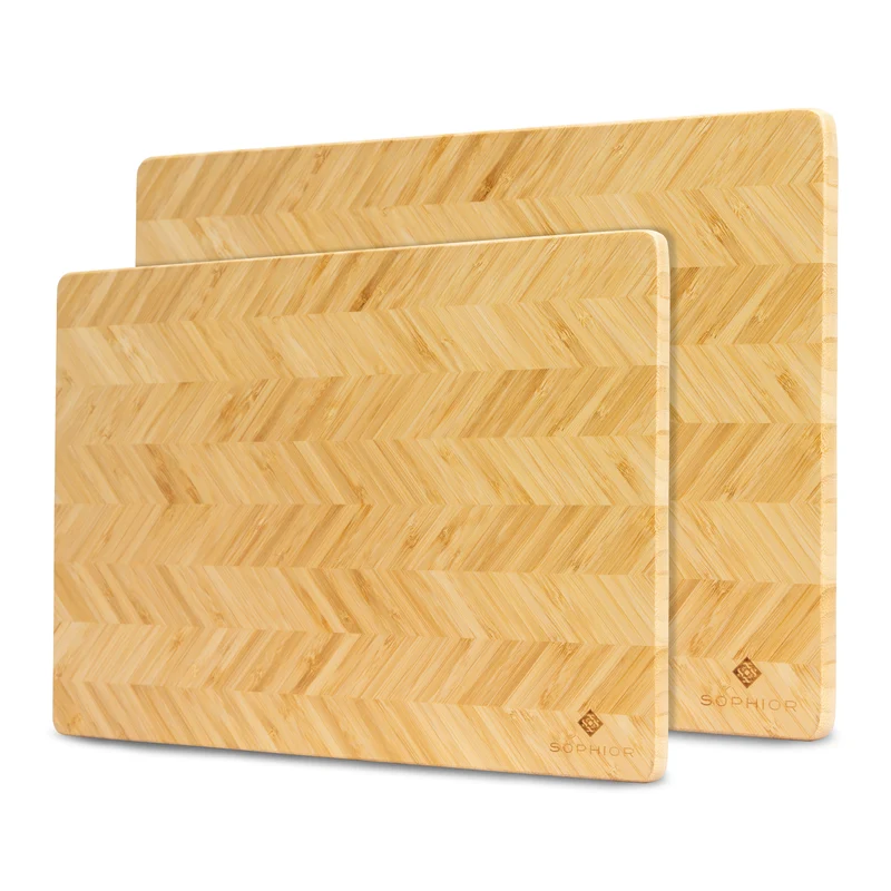SOPHIOR Bambus-Schneidebrett-Set – 42×35×1,8 cm & 35×25×1,8 cm