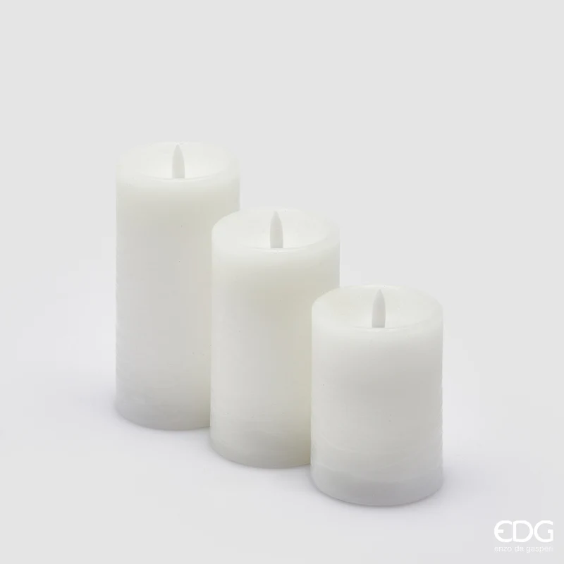 EDG Enzo De Gasperi Set 3 Candele Bianche a Led con Accensione e Spegnimento a Soffio