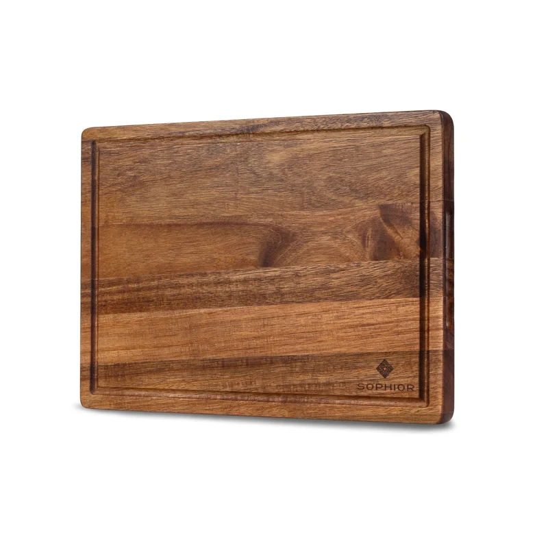SOPHIOR Schneidebrett aus Akazienholz mit Saftrille 35x25x2,5cm