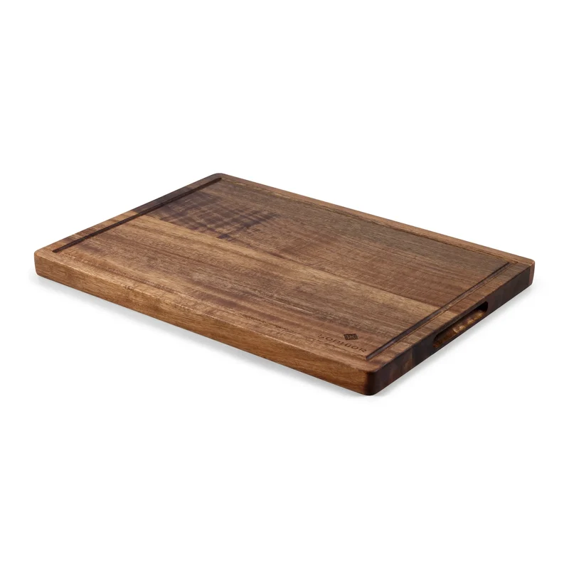 SOPHIOR Schneidebrett aus Akazienholz mit Saftrille - Groß 42x30x2,5cm
