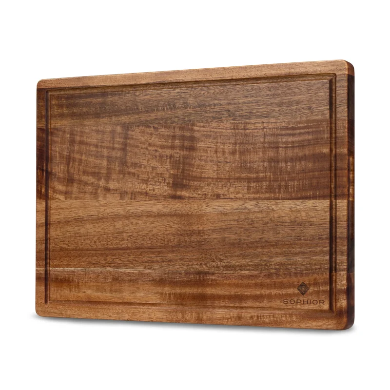 SOPHIOR Schneidebrett aus Akazienholz mit Saftrille - Groß 42x30x2,5cm