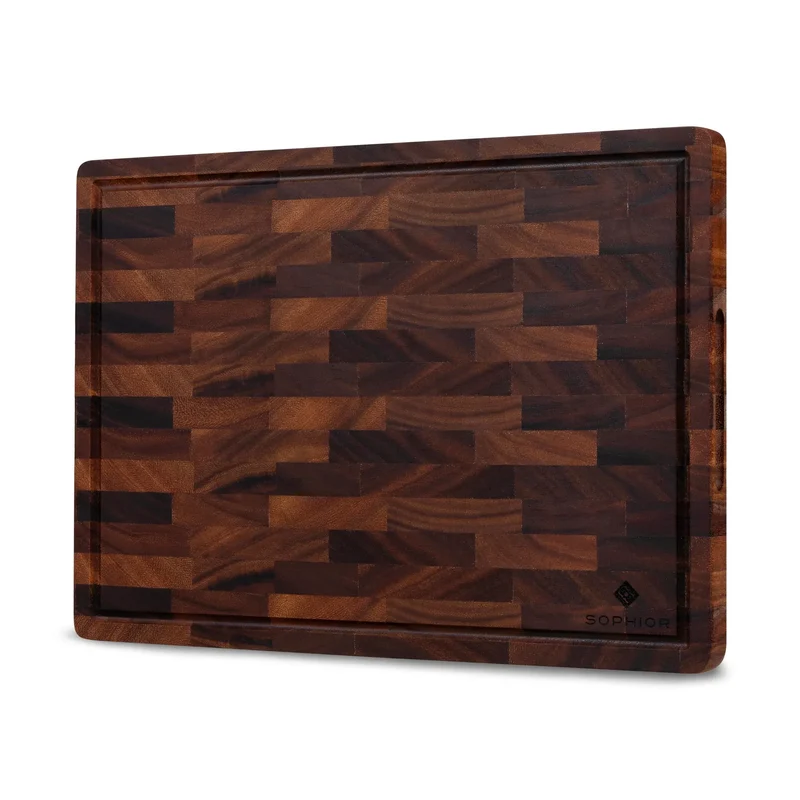 SOPHIOR Schneidebrett Walnuss Groß 42x30x2,5cm mit Saftrille