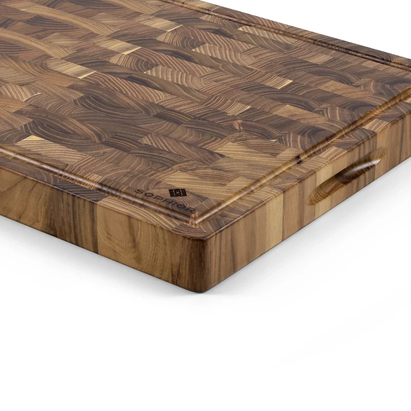 SOPHIOR Hackblock Teakholz mit Saftrille 45x35x4cm