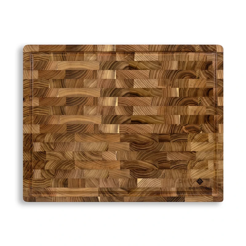 SOPHIOR Hackblock Teakholz mit Saftrille 45x35x4cm