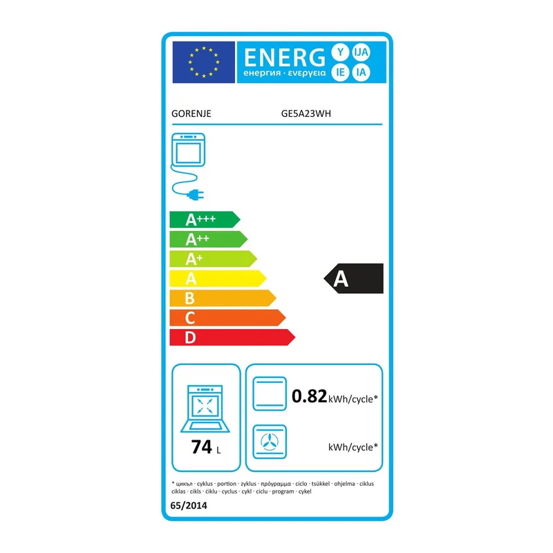 Gorenje Elektroherd O/U/Grill,70L GE5A23WH weiß