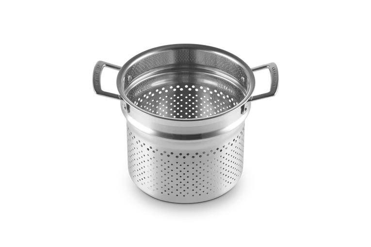 Le Creuset Stielkasserolle Ø20cm/5L mit Nudeleinsatz 'Klassischer 3-lagiger Edelstahl'