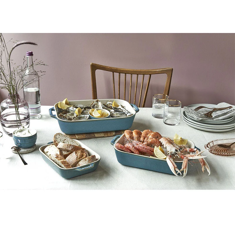 Staub set 3 Pirofile Rettangolari in Ceramica Turchese