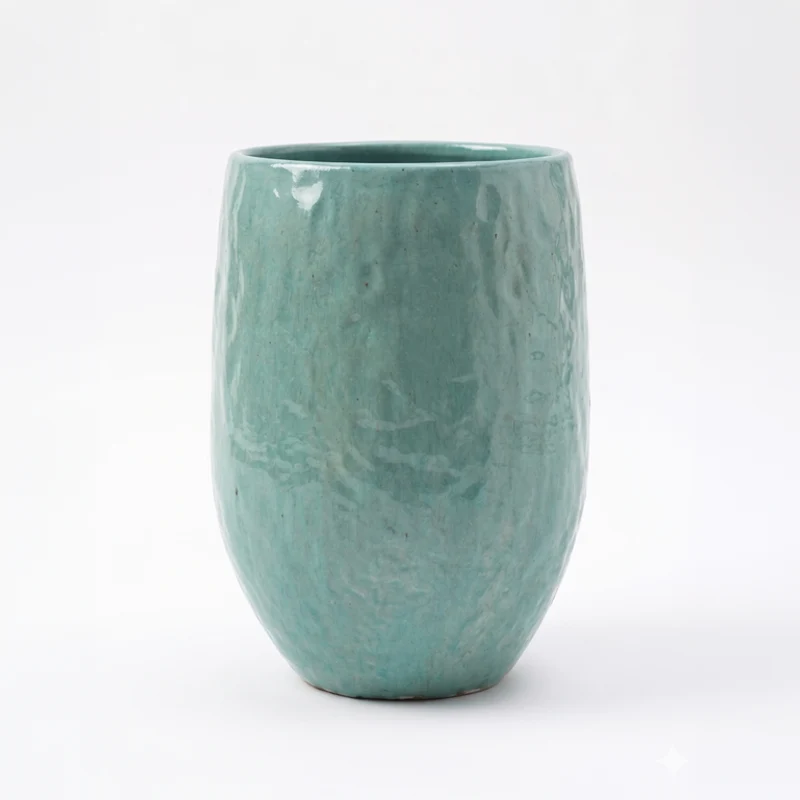 EDG Enzo De Gasperi Vaso Saigon Bombato H74xD54 cm in Gres Turchese