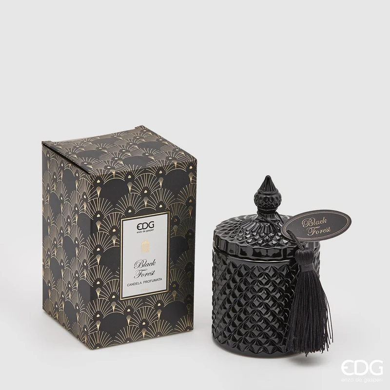 EDG Enzo De Gasperi Candela con Nappa in Vetro H14 cm Foresta Nera