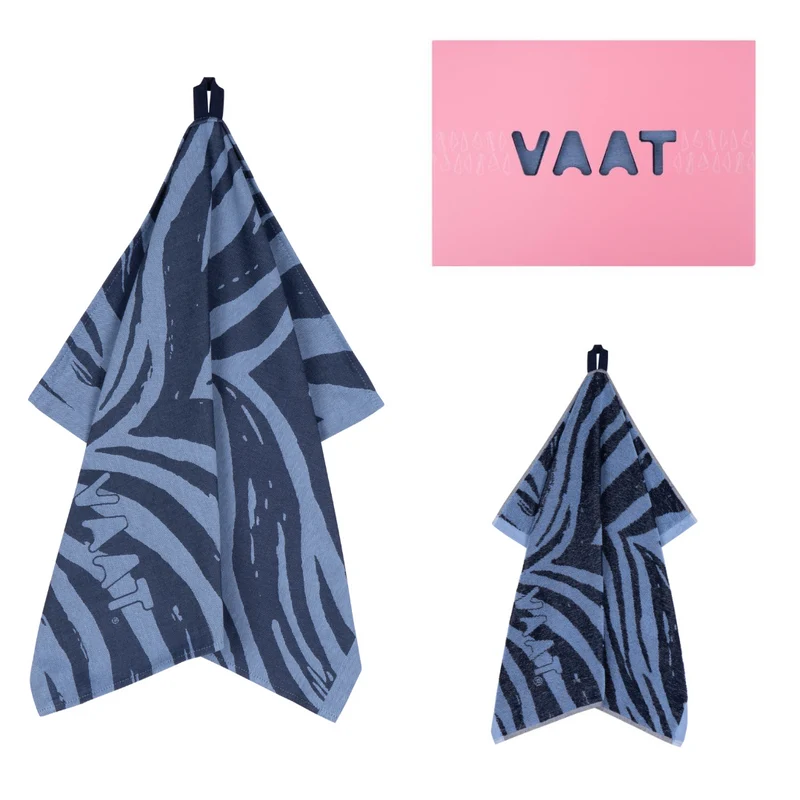 Amsterdam Tee- und Küchenhandtuch-Geschenkset „Zebra Denim/Blau“