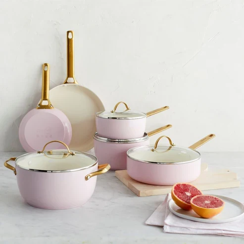 Greenpan Pfannenset, 10-teilig, Farbe: „Padova Blush Pink“