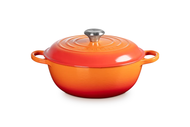 Le Creuset Marmite Schmortopf mit hohem Deckel Signature „Orange Red“ Ø 26 cm / 4,1 l