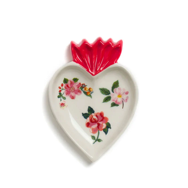 Bitossi Home Svuotatasche Cuore Bianco Floreale 17x11.5 cm
