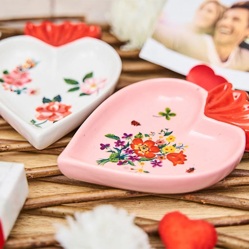 Bitossi Home Svuotatasche Cuore Bianco Floreale 17x11.5 cm