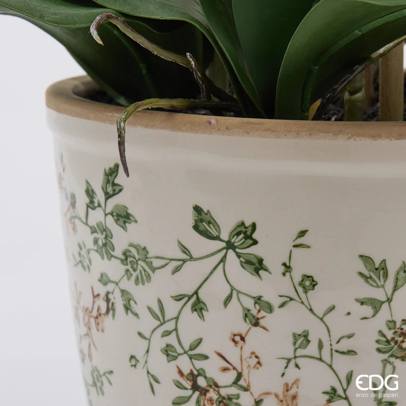 EDG Enzo De Gasperi Orchidea Phalaenopsis x8 con Bocciolo e Vaso H90 cm Bianca