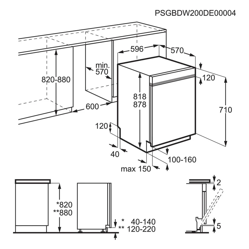 AEG FUS5360CZM Geschirrspüler unterbaufähig 60cm 13 Maßgedecke B