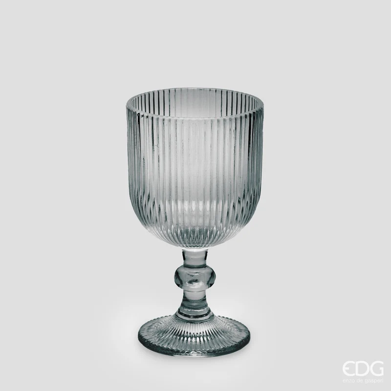 EDG Enzo De Gasperi Offerta Set 6 Calici Vino Righe H16 D9 cm Grigio Fumè